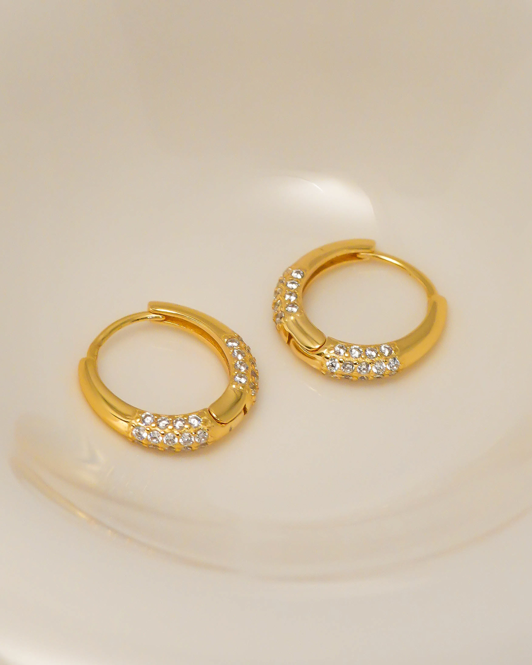 Gold Vermeil Pavé Huggie Hoops 