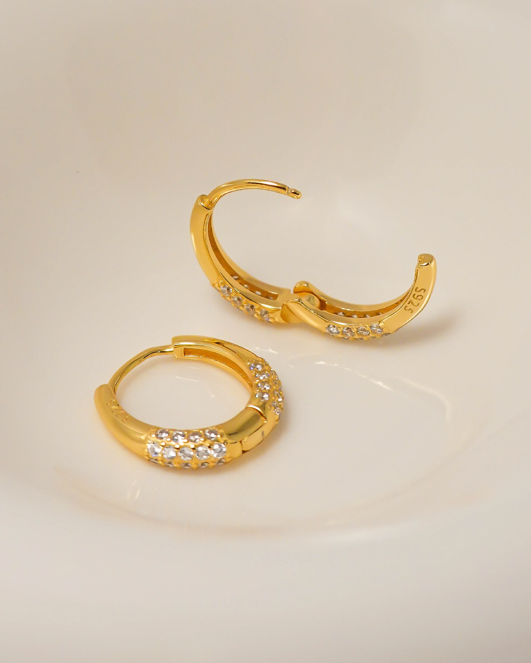 Gold Vermeil Pavé Huggie Hoops 