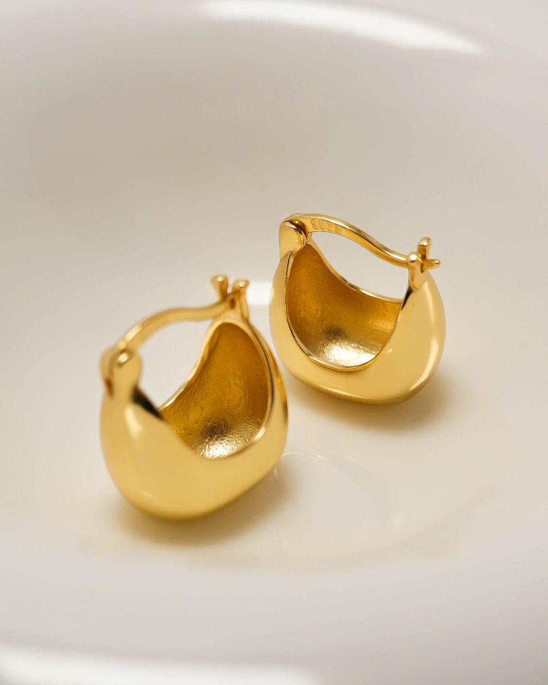 Gold Vermeil Puffy Hoop Earrings 
