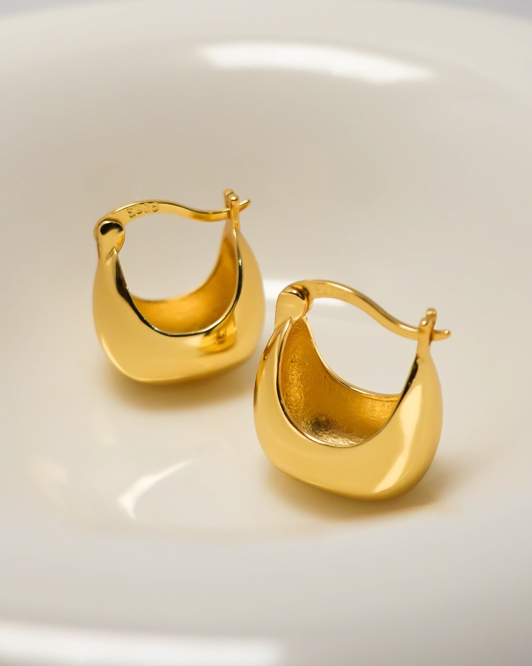 Gold Vermeil Puffy Hoop Earrings 