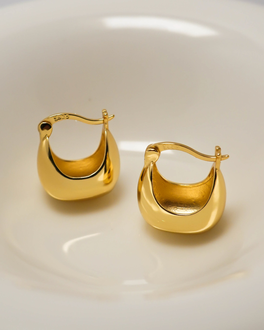Gold Vermeil Puffy Hoop Earrings 