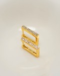 Gold Vermeil Square Pavé Huggie Hoops 