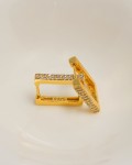 Gold Vermeil Square Pavé Huggie Hoops 