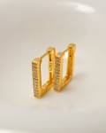 Gold Vermeil Square Pavé Huggie Hoops 