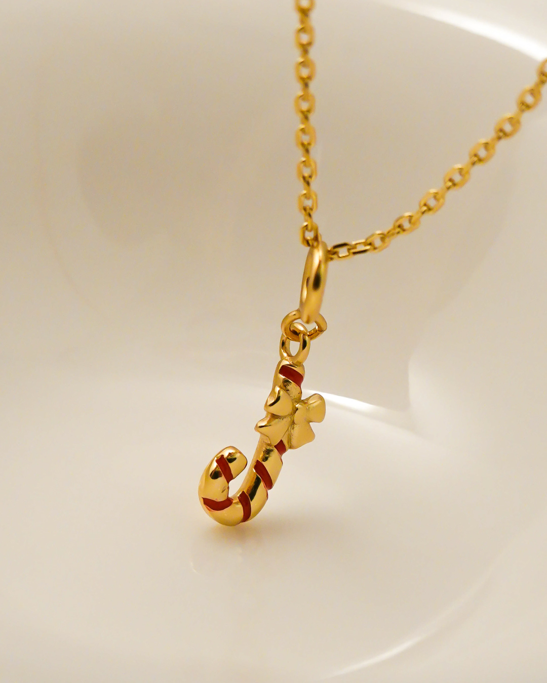 Gold Candy Cane Charm Pendant
