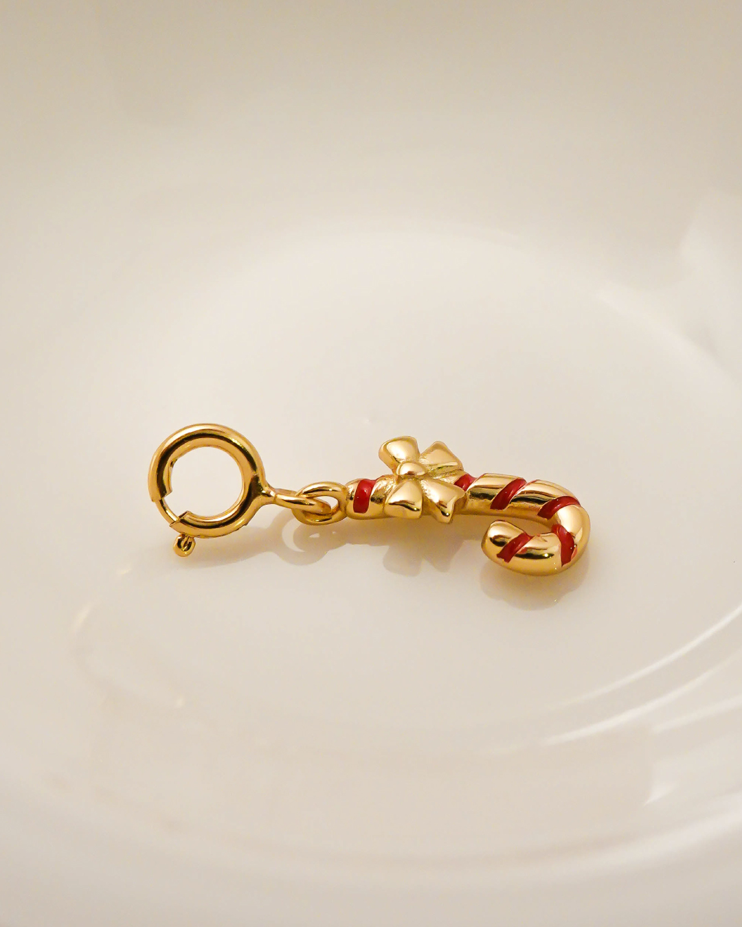 Gold Candy Cane Charm Pendant