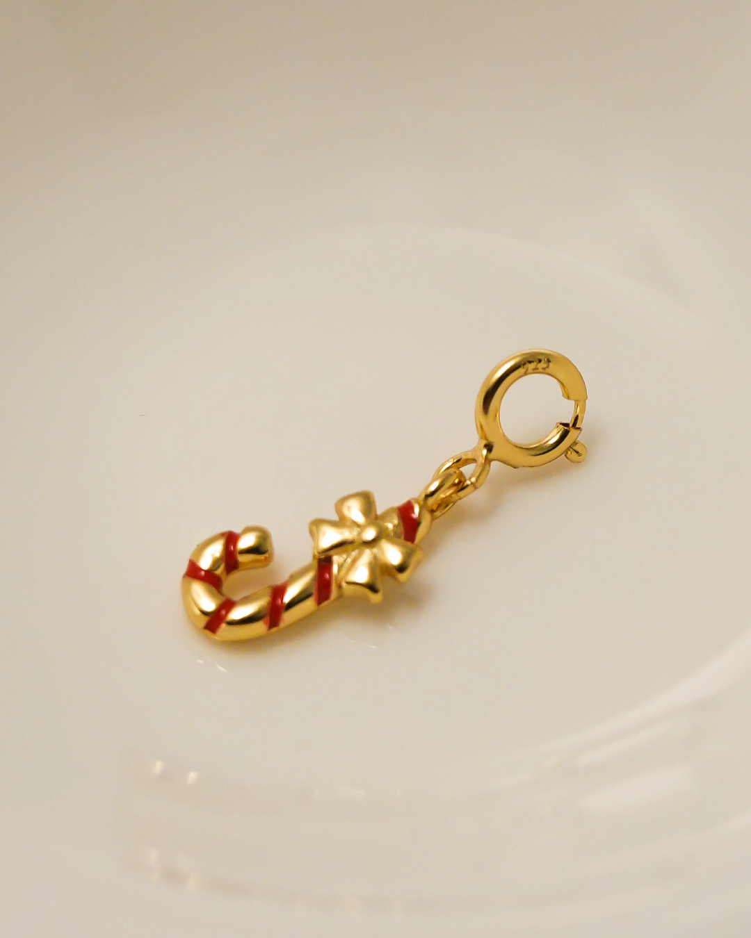 Gold Candy Cane Charm Pendant