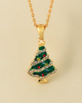 Gold Multicolor Christmas Tree Pendant Necklace 