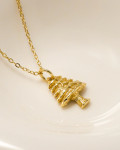 Gold Christmas Tree Pendant Necklace 