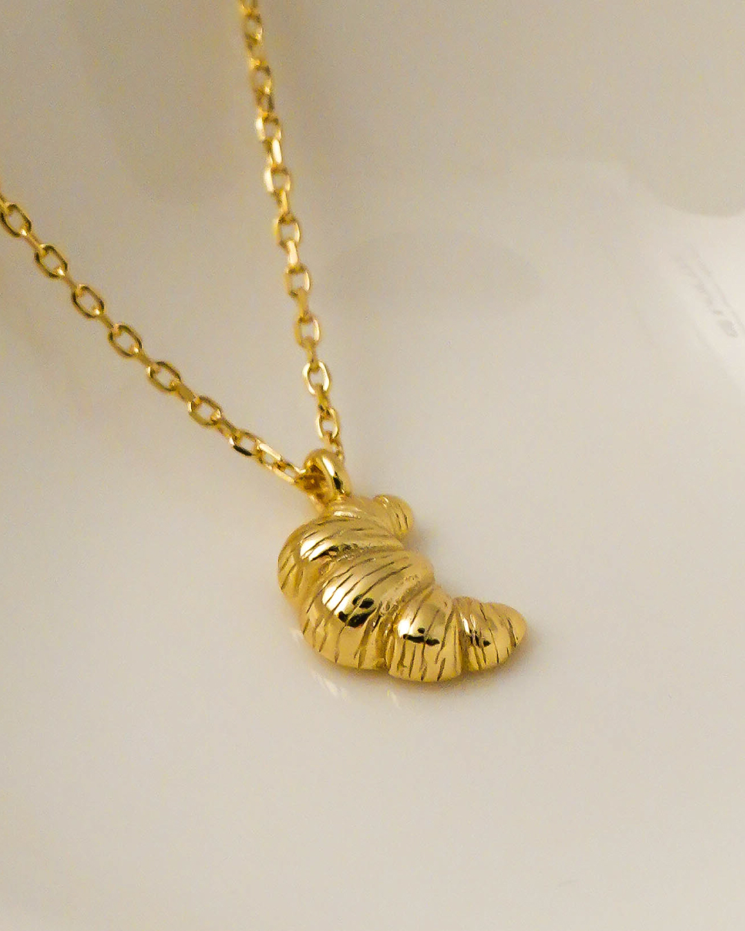 Gold Croissant Pendant Necklace